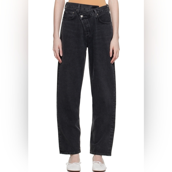 Agolde Denim - AGOLDE Criss Cross Upsized Jeans in Shambles Black (washed Black) 27